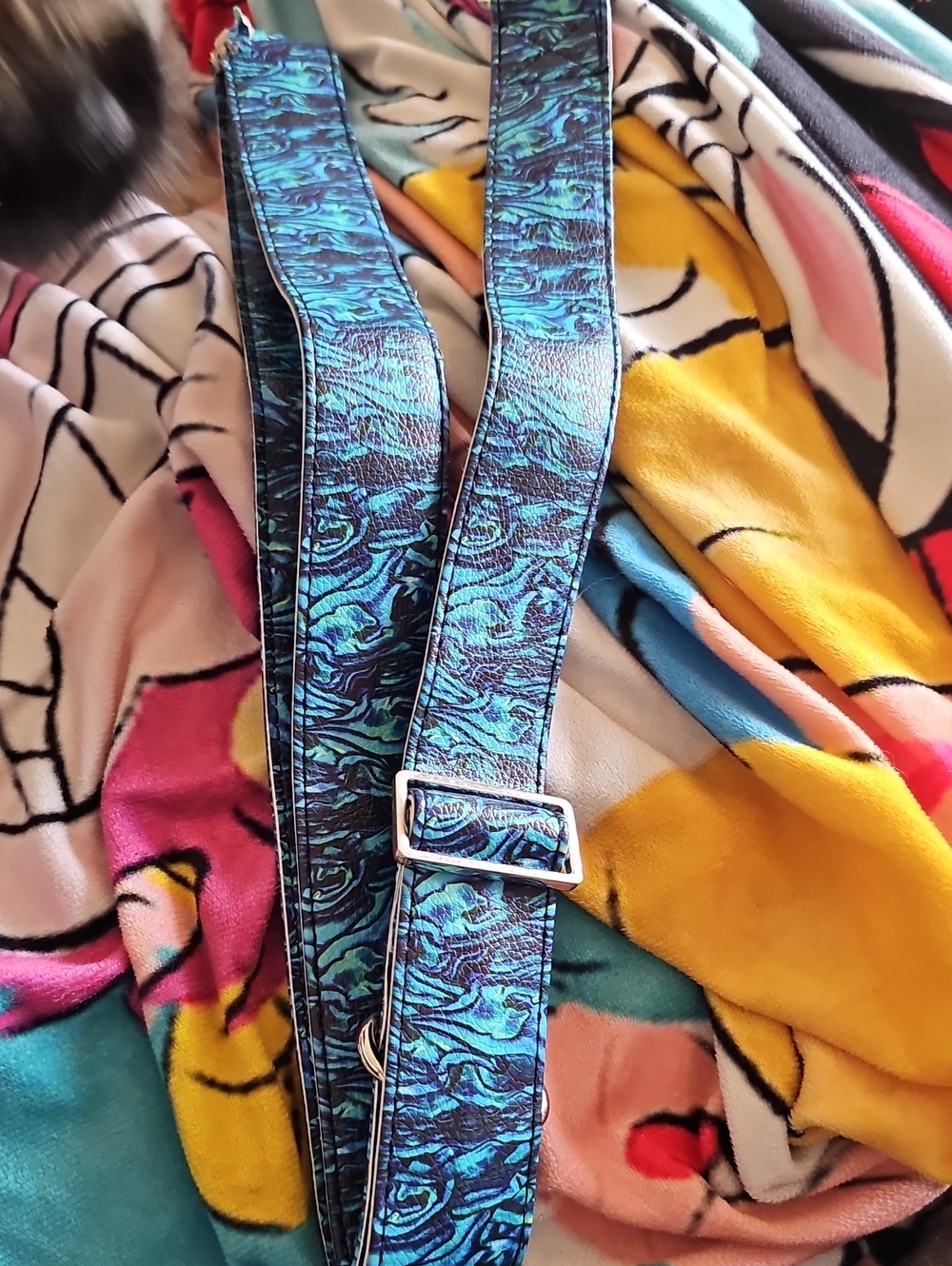 Tula Teal and Black Swirl Leather Strap